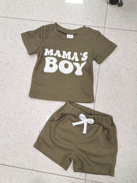 Waffle Towel Embroidery Short Sleeve Shorts Suit