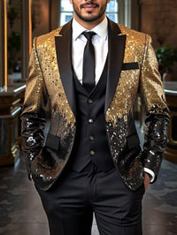 Men's Casual Loose-Fit Ombre Sequin Blazer