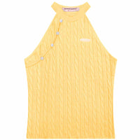 Sleeveless Top Oblique Placket Halter Knitted Vest