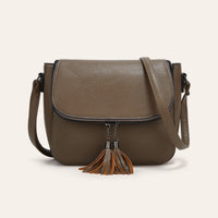 European And American-style Fashionable Flip-top Saddle Bag With Tassels