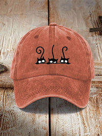 Washed Cotton Printed Hat Distressed Style Mens Vintage