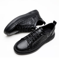 Cowhide Lace Up Versatile Breathable Soft Bottom Low Top Men's Board Shoes