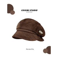 Japanese-style Retro Brown Corduroy Fishermans Hat With A Folded Brim