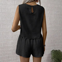 Solid-Colored Sleeveless Tank Top And Shorts Casual Two-Piece Set