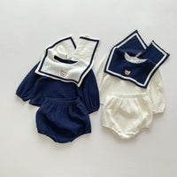 Academy Style Long Sleeved Set Baby Navy Collar Top