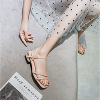 Flat Low Heel With Skirt Strap Sandals