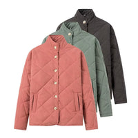 European And American Diamond Lattice Stand-up Collar Cotton-padded Clothes