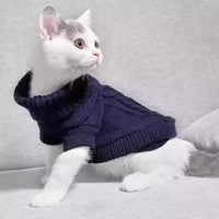 Knitted pet clothing for hairless cats