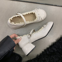 Womens French Lace Bow Mary Jane Shoes