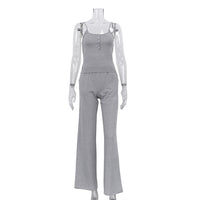 Sleeveless Backless Camisole Top And Elastic Waist Trousers Two-piece Set