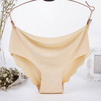 One Piece Ice Silk Seamless Wave Edge Sexy Candy Color Panties, Ultra-thin Corrugated Low-rise Waistband