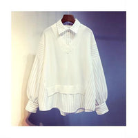 Korean Style New Patchwork Fake Two Pieces Shirts Women