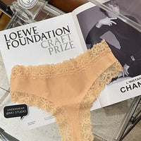 Rib Cotton Underwear Lace Sexy Pure Mid-waist French Style Women's Briefs