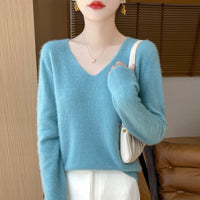 Women's Woolen Sweater V-neck Loose Wool Base Shirt
