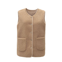 Middle-aged And Elderly Womens Short Fleece-Lined Vest Coat