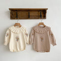 Knitted Ruffled Collar Long-sleeved Jumpsuit