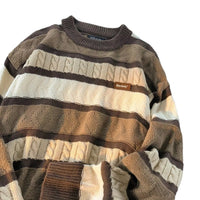Men's Fashionable Retro Twisted Contrast Color Striped Sweater