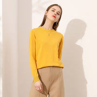 Lightweight Long-sleeve Crew-neck Wool Knit Sweater