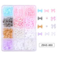 Ribbon Bow Tie Christmas Resin Bow Nail Ornament Mixed Set Box