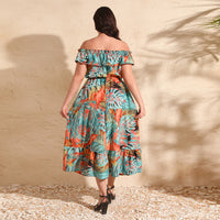 Off-shoulder Printed Maxi Dress For Women