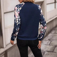 Women's Long Sleeve Printed Casual Patchwork Coat Jacket