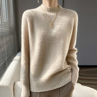 Pullover Half Turtleneck Thick Loose Wool Knitted Sweater