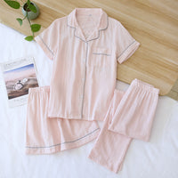 Three-piece Cotton Gauze Pajamas For Women