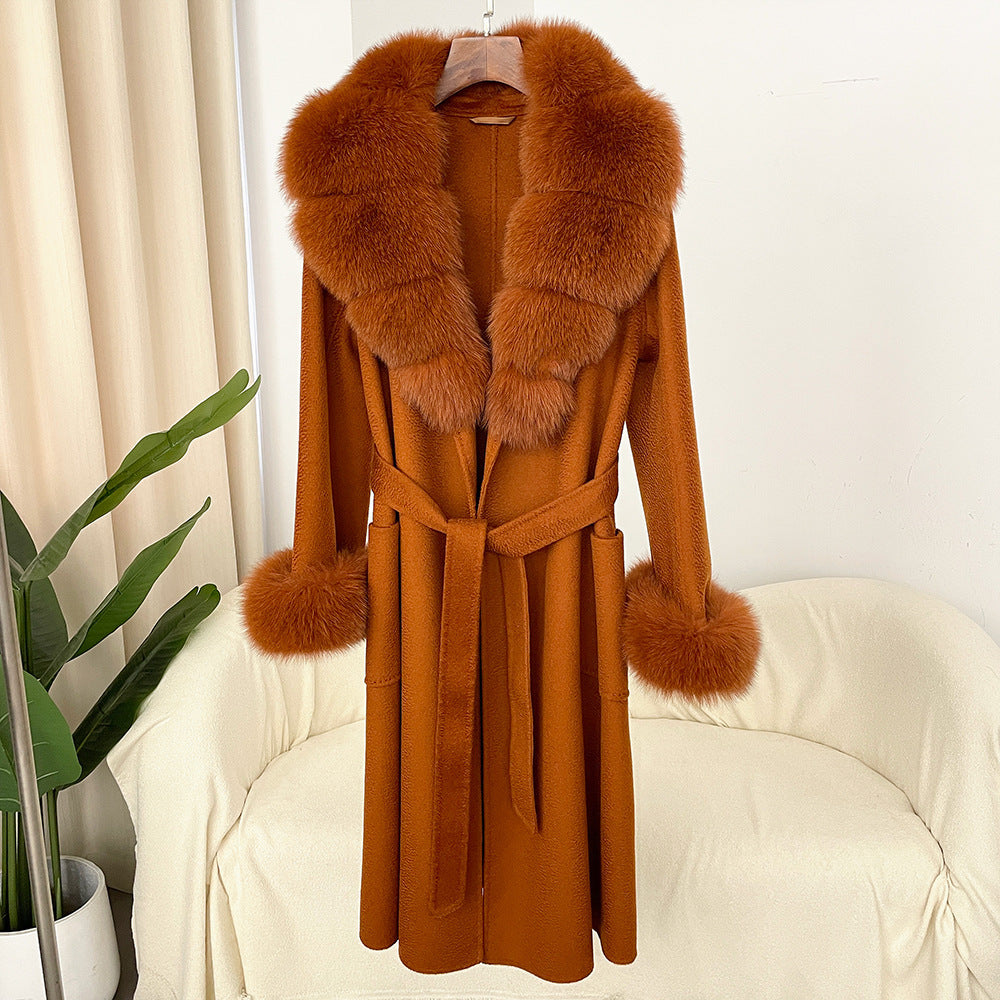 Double-sided Water Ripple Woolen Coat For Women