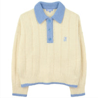 Women's Preppy Style Collar Contrast Color Loose Sweater