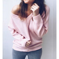 Sweater Large V-neck Long Sleeve T-shirt Top Women's Clothing