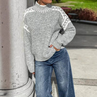 Women's Turtleneck Contrast Color Loose Pullover