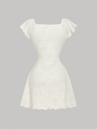 Women's New Summer French Style Romantic Elegant Ruffled Tie Waist Mini Dress Suitable For Going Out And Dating