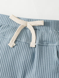 Baby Boy Cotton Hollow Striped Polo Shirt Trousers Suit