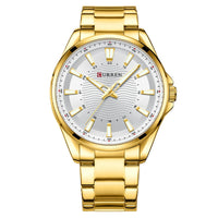 Waterproof Round Mens Simple Steel-Strap Watch