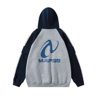 Stitching Contrast Color Raglan Letter Hooded Sweater Men