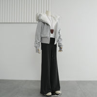 Hooded Fur Collar Twill Plush Liner Cotton Coat Jacket
