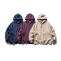 Japanese Fashion Brand Street Solid Color Top Badge Loose Drawstring Hoodie