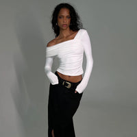 T-shirt Sexy Long Sleeve Off-shoulder Slim-fit Flattering Elegant Top For Women