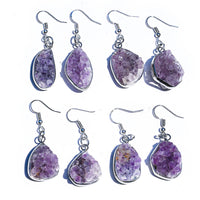 Womens Earrings With Natural Crystal And Agate Geode Pendants From Europe And The US