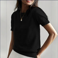 Round Neck Short Sleeve Thin Loose Casual Women's Sweater