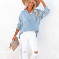 Women's Fashion Loose Casual Solid Color Pleated Sweater