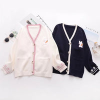 Japanese Style Mori Style Casual Loose Solid Color Rabbit Cardigan V-neck Sweater