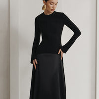 European And American-style Designer Round-neck Long-sleeve Autumn Dress