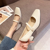 French Retro One Word With New Square Toe Mary Jane Shoes