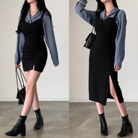Early Autumn Retro Elegant Suit Collar Double Pocket Metal Breasted Loose Long Sleeve Shirt