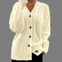 Autumn And Winter V-neck Single Breasted Cross-border Foreign Trade Cable-knit Sweater Coat