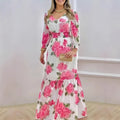 Womens Stylish Floral-print Elegant Dress