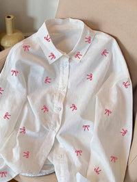 Bow-Print Casual Shirt For Women SpringSummer