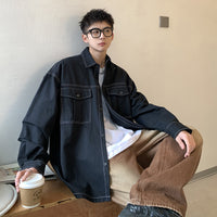 Men's Bright Line Tooling Jacket Japanese Solid Color Shirt Coat