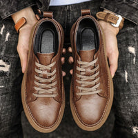 Casual Breathable Versatile And Trendy British Leather Board Shoes